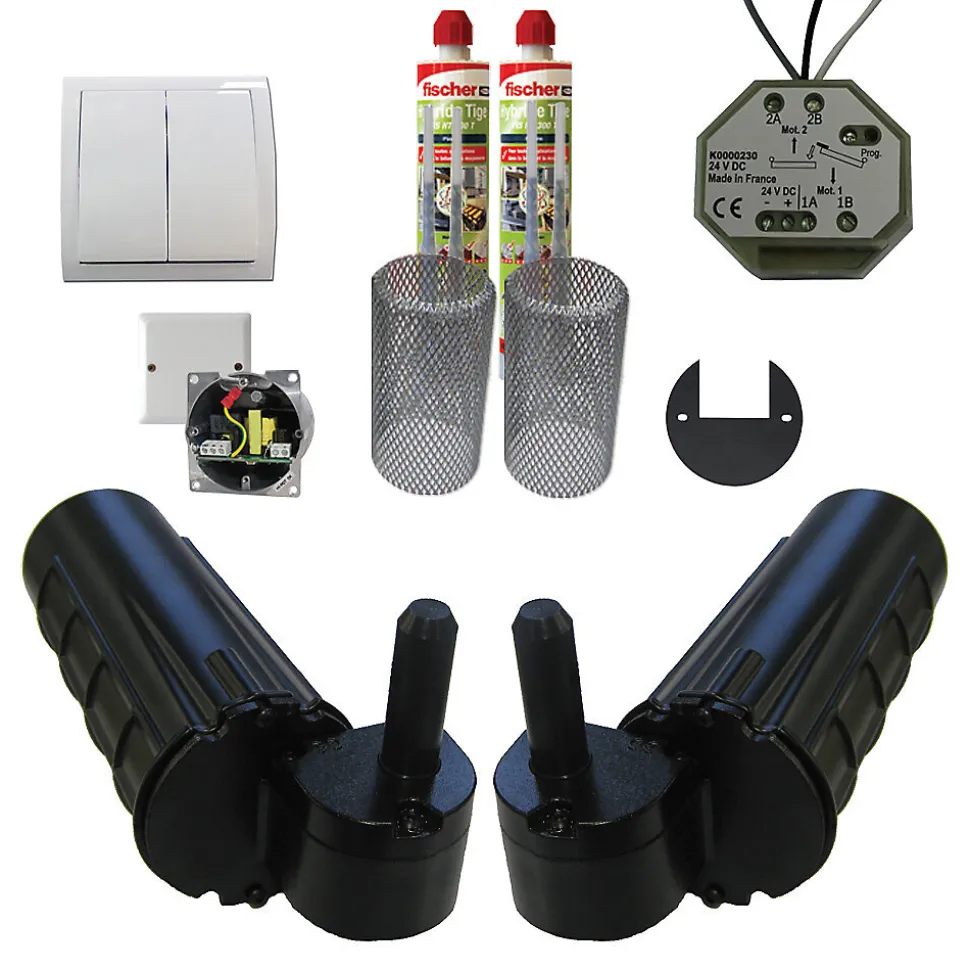Motorisation pour volet 2 battants SLID'UP URANUS filaire - gond 14 mm - kit scellement - alimentation à encastrer
