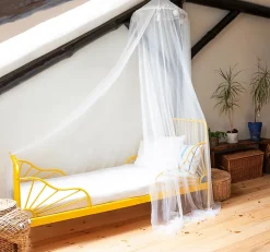 Moustiquaire ciel de lit pour lit 1 place polyester uni blanc