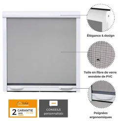 MOUSTIQUAIRE ENROULABLE EN ALU H.145 X L.100 CM POUR FENETRE - TOP PRIX - poignées Design