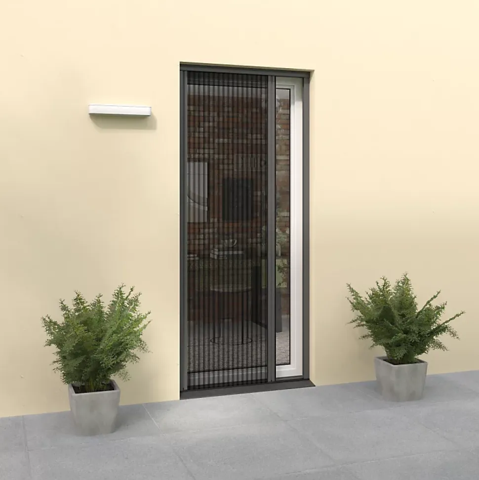 Moustiquaire plissée pour porte et porte-fenêtre H230 cm x L140 cm coloris gris
