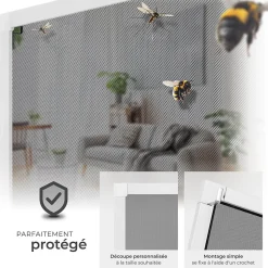 Moustiquaire pour Fenêtres Découpe individuelle sans percer ni visser