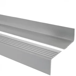 Nez de marche PVC 52x40mm, QUEST, profilé d'escalier RGP, antidérapant, d'escalier-protection, gris, 1.5m