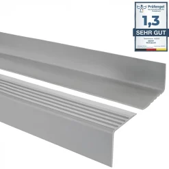 Nez de marche PVC 52x40mm, QUEST, profilé d'escalier RGP, antidérapant, d'escalier-protection, gris, 1.5m