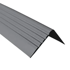 Nez de marche PVC 52x40mm, QUEST, profilé d'escalier RGP, antidérapant, d'escalier-protection, gris foncé, 1.5m