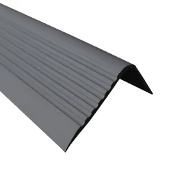 Nez de marche PVC 52x40mm, QUEST, profilé d'escalier RGPD, antidérapant, d'escalier-protection, gris foncé, 1.5m