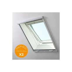 Pack éco de 2 moustiquaires enroulables verticales pour fenêtre de toit L 100 cm x H 120 cm Alu blanc