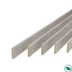 Pack de 5 plinthes bord arrondi MDF Revêtues gris D5 2200 x 68 x 9 mm