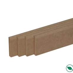Pack de 4 plinthes bord arrondi MDF brut 2200 x 70 x 12 mm