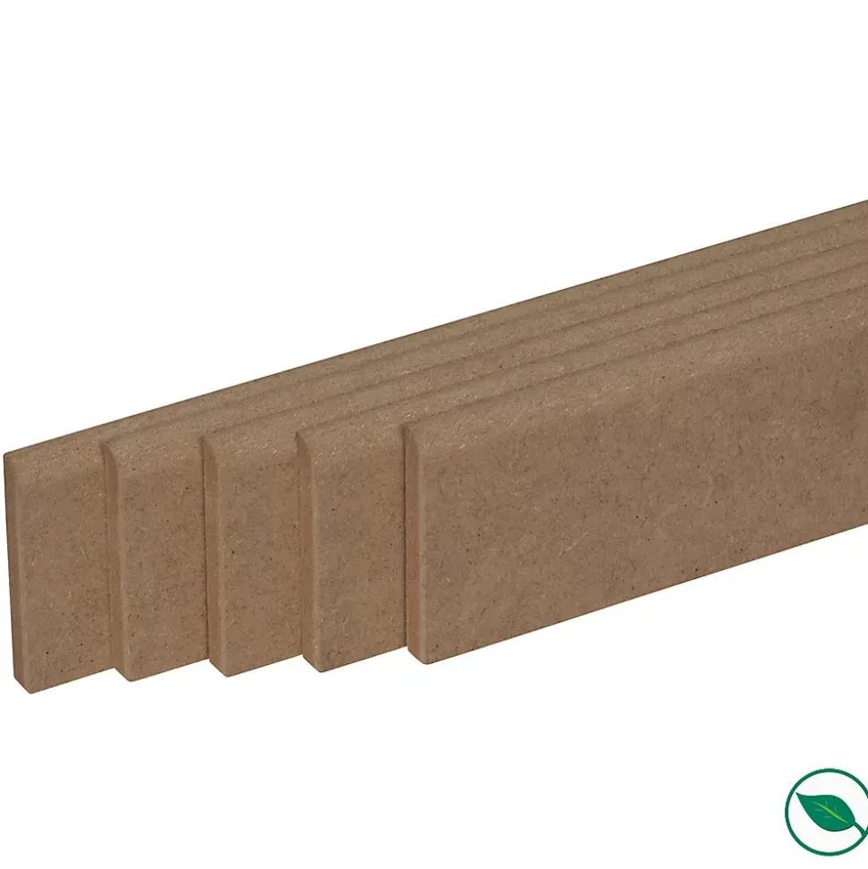 Pack promotionnel de 5 plinthes MDF brut 2000 x 68 x 9 mm