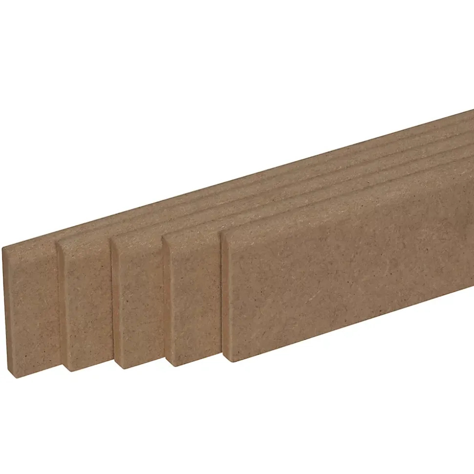 Pack promotionnel de 5 plinthes MDF brut 2000 x 68 x 9 mm