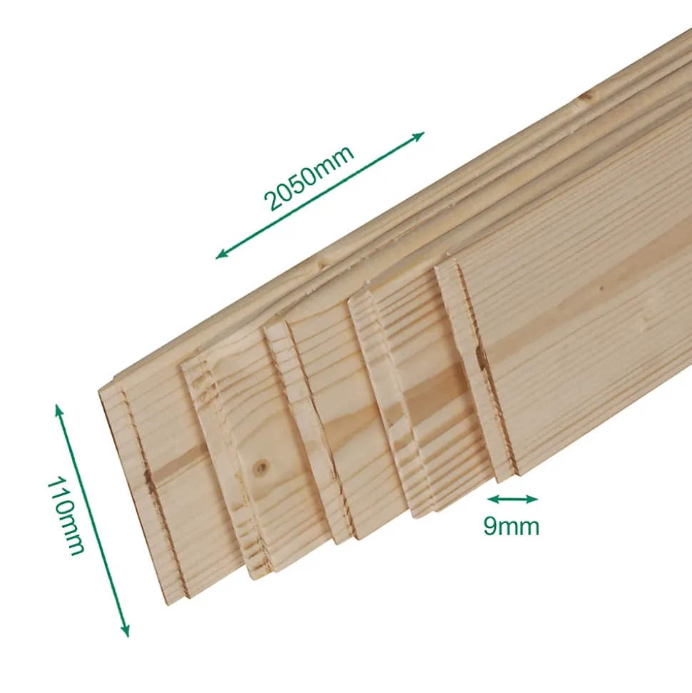 Pack promotionnel de 5 plinthes sapin massif bord rond 2050 x 110 x 9 mm