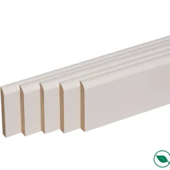 Pack promotionnel de 5 plinthes MDF revetu blanc bord arrondi 2000 x 68 x 9 mm