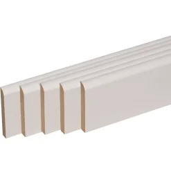 Pack promotionnel de 5 plinthes MDF revetu blanc bord arrondi 2000 x 68 x 9 mm