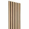 Panneau mural acoustique tasseaux bois 250 x 30 x 1,9 cm - Lamelles chêne clair véritable sur fond noir - 0,75m²
