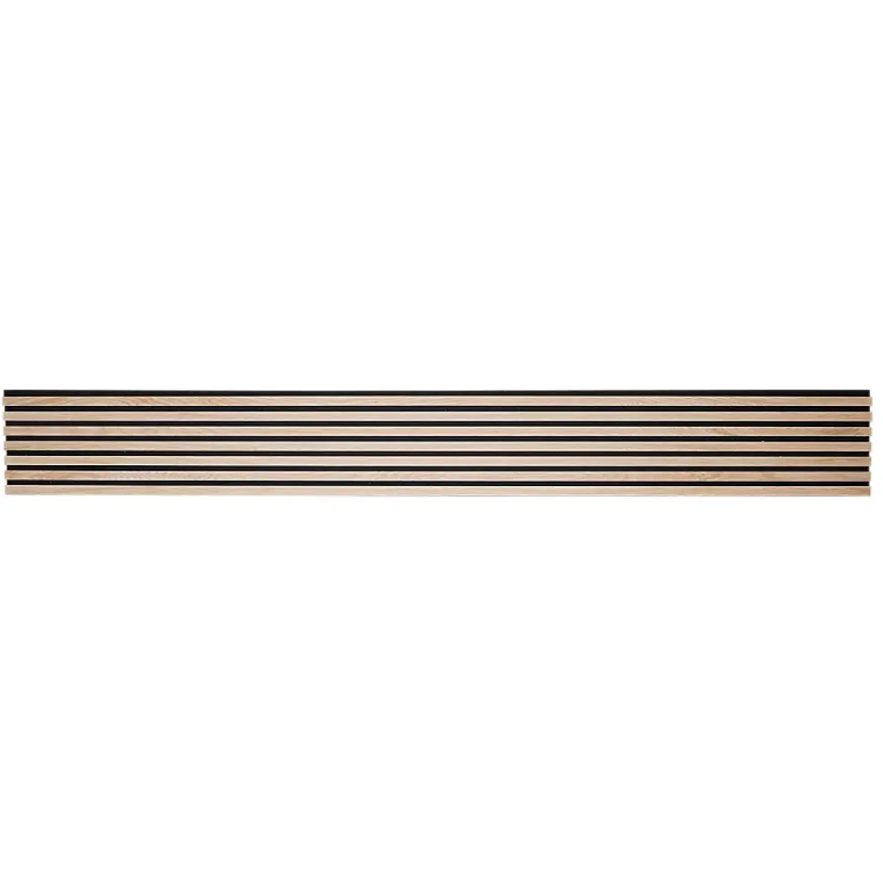 Panneau mural acoustique tasseaux bois 250 x 30 x 1,9 cm - Lamelles chêne clair véritable sur fond noir - 0,75m²