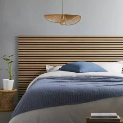 Panneau mural acoustique tasseaux bois 250 x 30 x 1,9 cm - Lamelles chêne clair véritable sur fond noir - 0,75m²