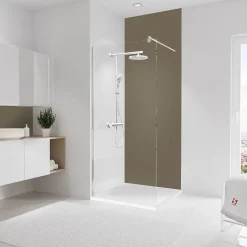 Panneau mural de salle de bains l.90x255 cm, taupe, Schulte DécoDesign
