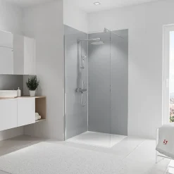 Panneau mural de salle de bains l.90 x H.210 cm, gris argenté, Schulte Décodesign couleur vendu par 2