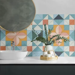 Panneau Mural TV Wallfluent 120x60 cm Géométrie Des Formes 1 pièce