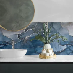 Panneau Mural TV Wallfluent 100x50 cm Motif Floral Avec Des Oiseaux 1 pièce