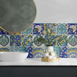 Panneau Mural TV Wallfluent 50x50 cm Motifs Céramiques En Mosaïque 4 pièces