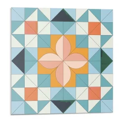 Panneau Mural Wallfluent 50x50 cm Motif Géométrique Avec Une Fleur 4 pièces