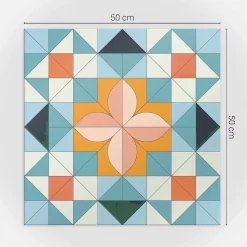 Panneau Mural Wallfluent 50x50 cm Motif Géométrique Avec Une Fleur 4 pièces