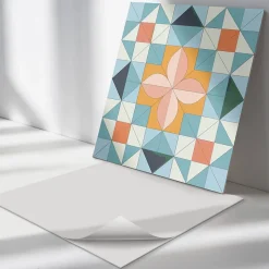 Panneau Mural Wallfluent 50x50 cm Motif Géométrique Avec Une Fleur 4 pièces