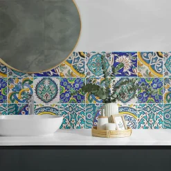 Panneau Mural Wallfluent 100x50 cm Mosaïque De Pierre Veinée 1 pièce