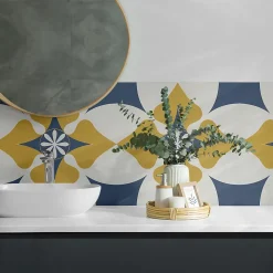 Panneau Mural Wallfluent 50x50 cm Motif Floral Symétrique 4 pièces
