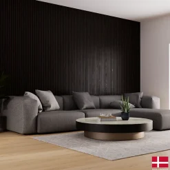 Panneaux muraux acoustiques decoratifs PREMIUM en placage bois veritable chene noir sur MDF noir 240x60 cm Nordic Acoustics