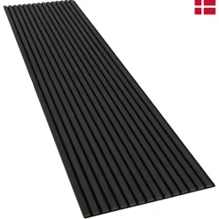 Panneaux muraux acoustiques decoratifs PREMIUM en placage bois veritable chene noir sur MDF noir 240x60 cm Nordic Acoustics