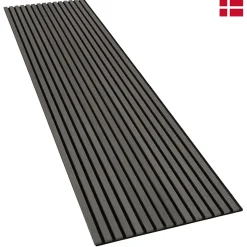 Panneaux muraux acoustiques decoratifs PREMIUM en placage bois veritable chene gris sur MDF noir 240x60 cm Nordic Acoustics