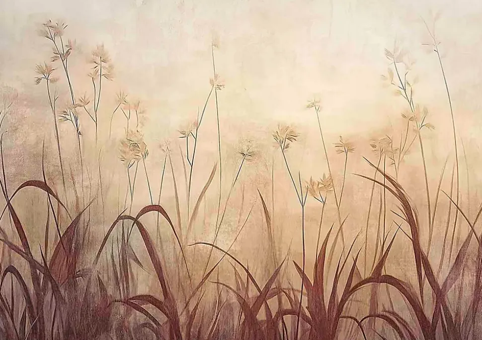 Papier Peint Boho Beige Herbe Intissé Panoramique Pour Chambre Cuisine 400x280