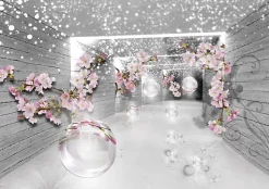 Papier Peint 3D Abstrait Fleurs Intissé Panoramique 350x250 cm - Colle Inclus - Chambre et Salon - Moderne Papier Peint