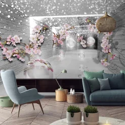 Papier Peint 3D Abstrait Fleurs Intissé Panoramique 350x250 cm - Colle Inclus - Chambre et Salon - Moderne Papier Peint