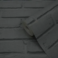Papier peint imitation brique vinyle sur intissé Luynes GoodHome noir