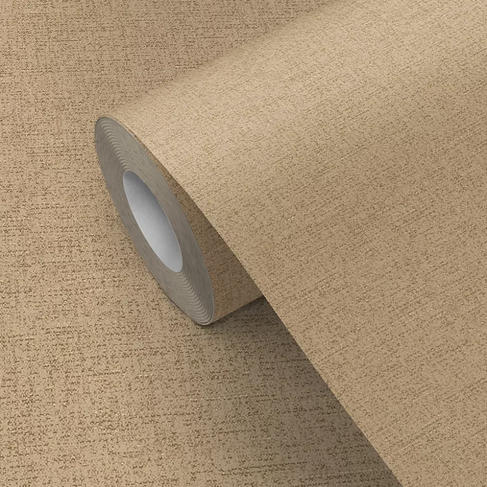 Papier peint vinyle intissé Pufos GoodHome uni texturé beige L. 10,05m x l. 0,53m