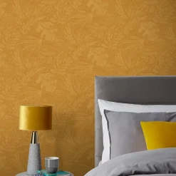 Papier peint vinyle intissé Tuklu GoodHome jaune ocre l.53 cm x 10m