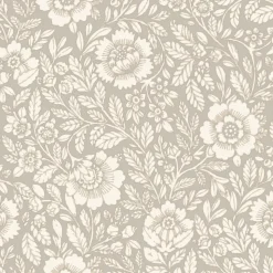 Papier peint vinyle intissé Soffice GoodHome motif fleuri beige L. 10,05m x l. 0,53m