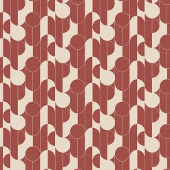 Papier peint vinyle intissé rond géométrique GoodHome terracotta et blanc L.10m x l.53cm