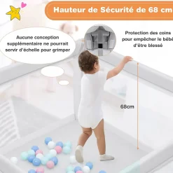 Parc Bébé 10 Mois à 6 Ans Parc Bebe en maille avec Balles Centre activités de Parc Enfant Gris