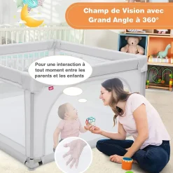 Parc Bébé 10 Mois à 6 Ans Parc Bebe en maille avec Balles Centre activités de Parc Enfant Gris