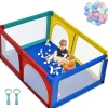 Parc Bébé 10 Mois à 6 Ans Parc Bebe en maille avec Balles et 4 Anneaux Centre activités de Parc Enfant Multicolore