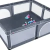 Parc Bébé 10 Mois à 6 Ans Parc Bebe en maille avec Balles et 4 Anneaux Centre activités de Parc Enfant Gris Fonce