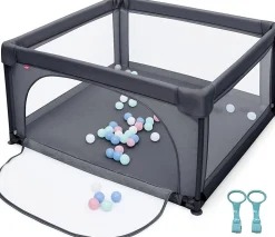 Parc Bébé 10 Mois à 6 Ans Parc Bebe en maille avec Balles Centre activités de Parc Enfant Gris Foncé