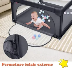Parc Bébé 10 Mois à 6 Ans Parc Bebe en maille avec Balles Centre activités de Parc Enfant Gris Foncé