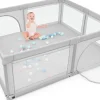 Parc Bebe Centre activites de Parc Enfants Parc Interieur Exterieur 2 Ouvertures de Porte Grille de Protection Stable Gris