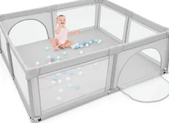 Parc Bebe Centre activites de Parc Enfants Parc Interieur Exterieur 2 Ouvertures de Porte Grille de Protection Stable Gris