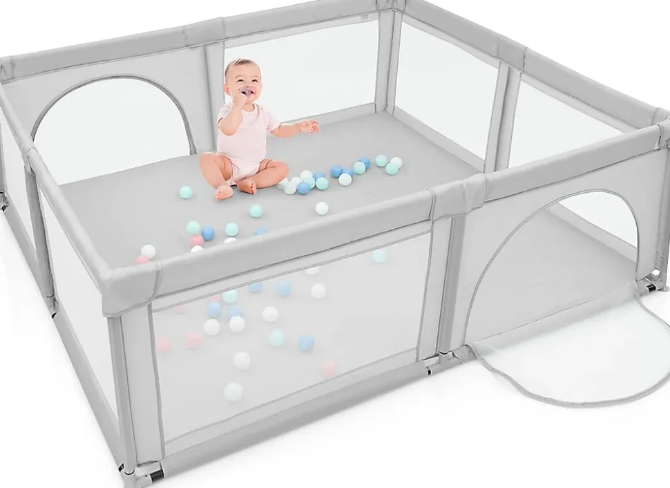 Parc Bebe Centre activites de Parc Enfants Parc Interieur Exterieur 2 Ouvertures de Porte Grille de Protection Stable Gris